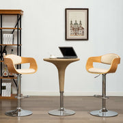 2 bar stools bent wood and faux leather cream