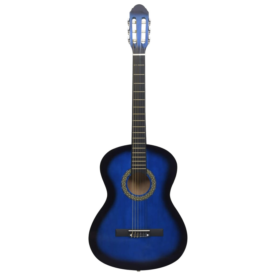 12-Delige Gitaarset Klassiek Beginner 4/4 39 Blauw