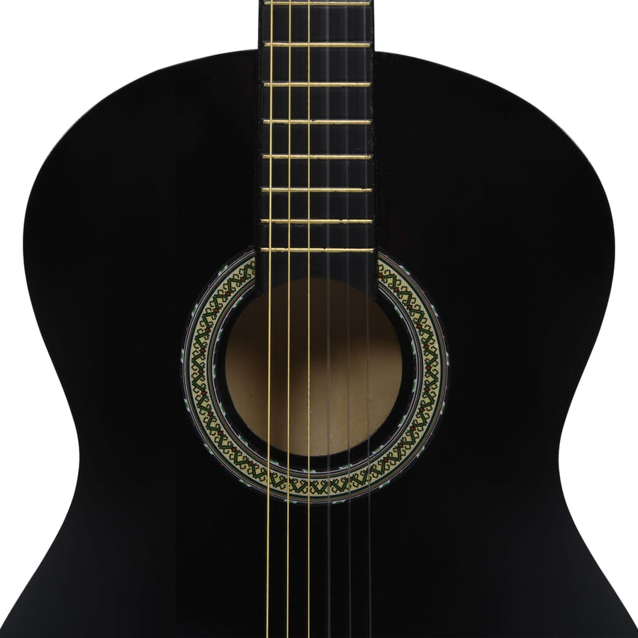 12-Delige Gitaarset Klassiek Beginner 4/4 39 Zwart