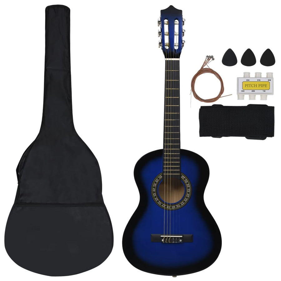 8-Delige Gitaarset Klassiek Beginner 1/2 34 Blauw