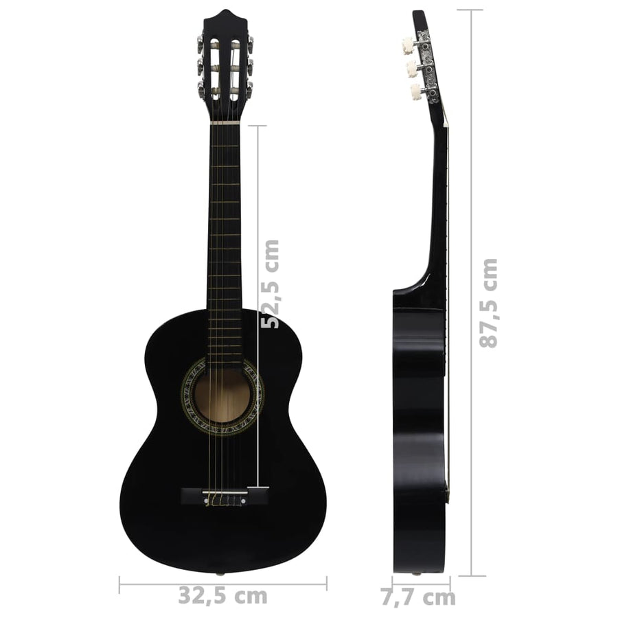 8-Delige Gitaarset Klassiek Beginner 1/2 34 Zwart