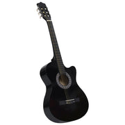 Gitaar western 38 inch zwart cutaway lindenhout