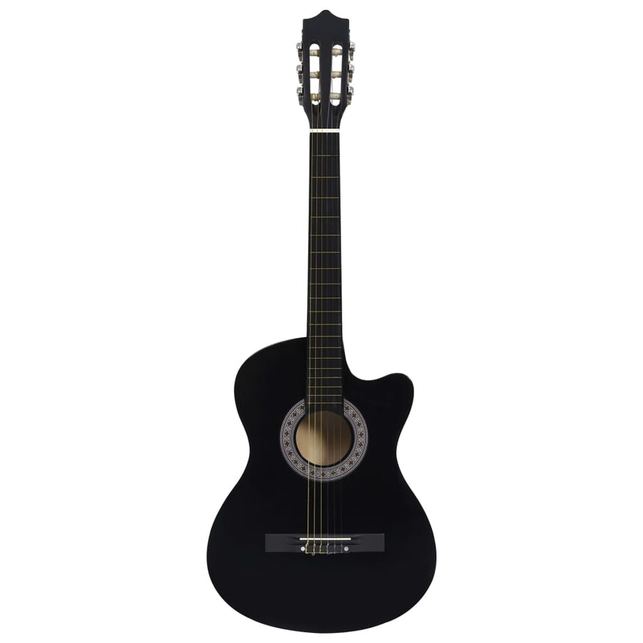 Gitaar cutaway met 6 snaren western klassiek 38" zwart Zwart