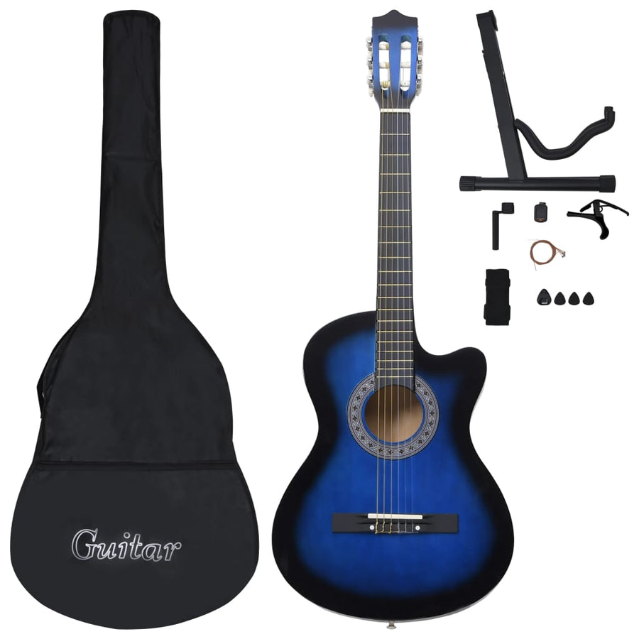 12-Delige Gitaarset Met 6 Snaren Western Klassiek 38" Blauw