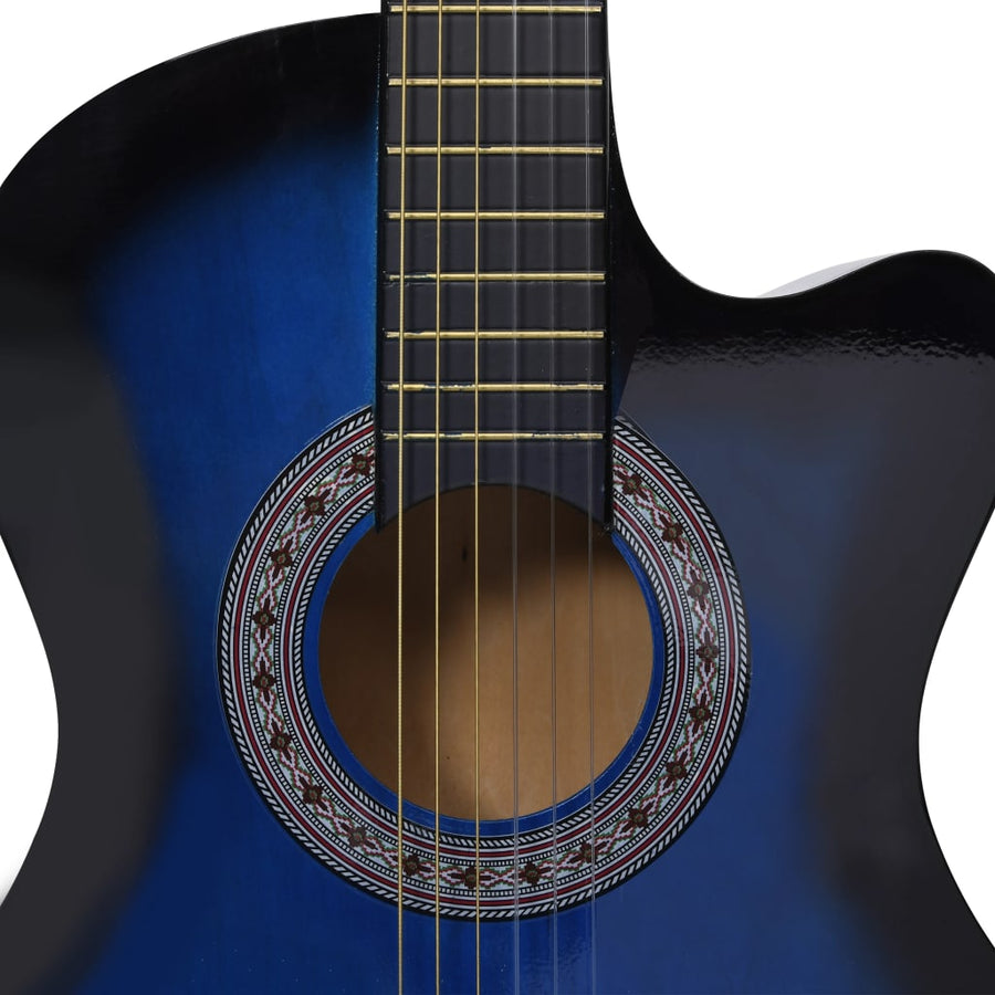12-Delige Gitaarset Met 6 Snaren Western Klassiek 38" Blauw