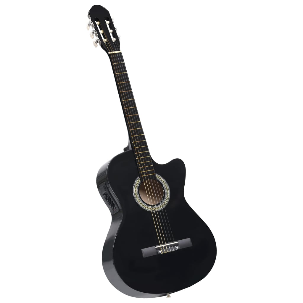 Gitaar cutaway met equalizer 6 snaren western klassiek zwart