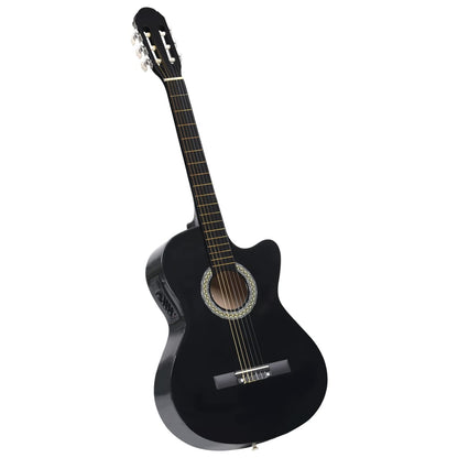 Gitaar cutaway met equalizer 6 snaren western klassiek zwart