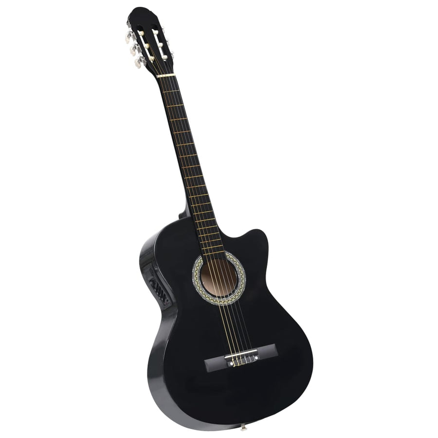 Gitaar cutaway met equalizer 6 snaren western klassiek zwart