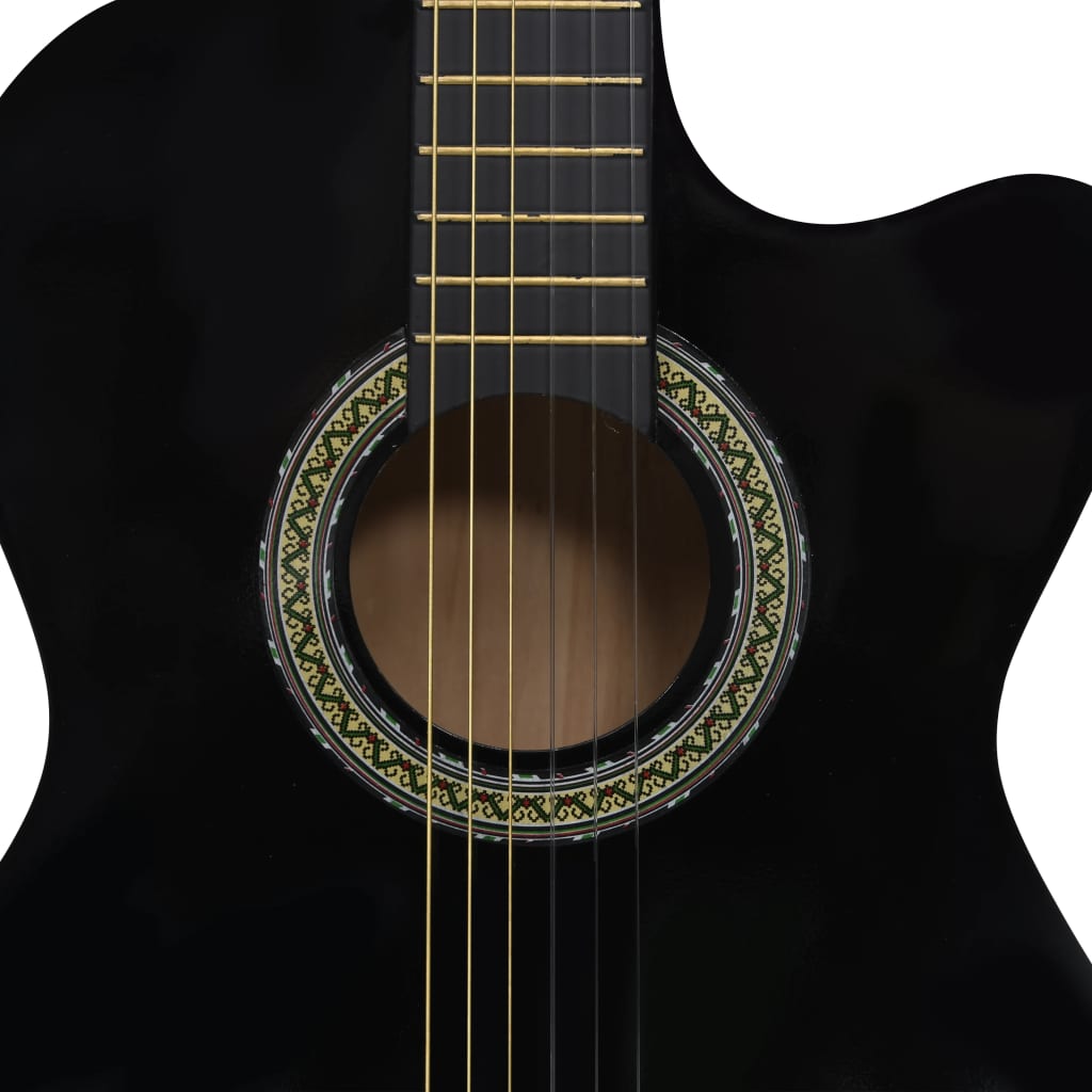 Gitaar cutaway met equalizer 6 snaren western klassiek zwart