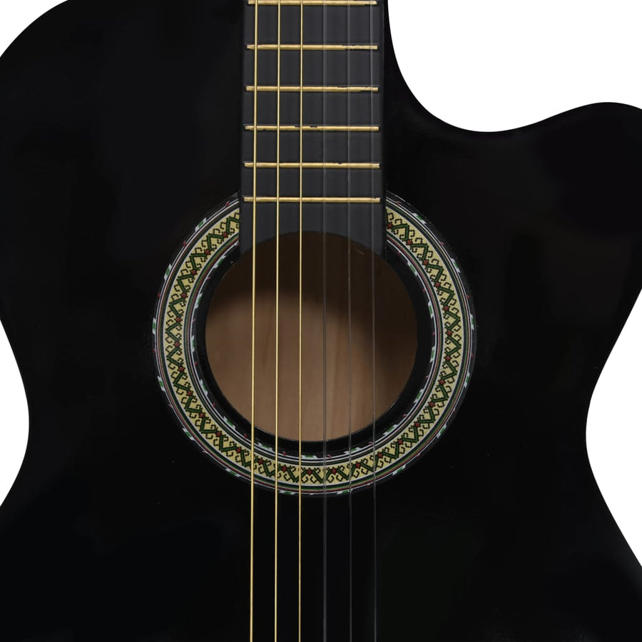 Gitaar cutaway met equalizer 6 snaren western klassiek zwart