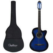 Gitaarset western 12-delig blauw met equalizer
