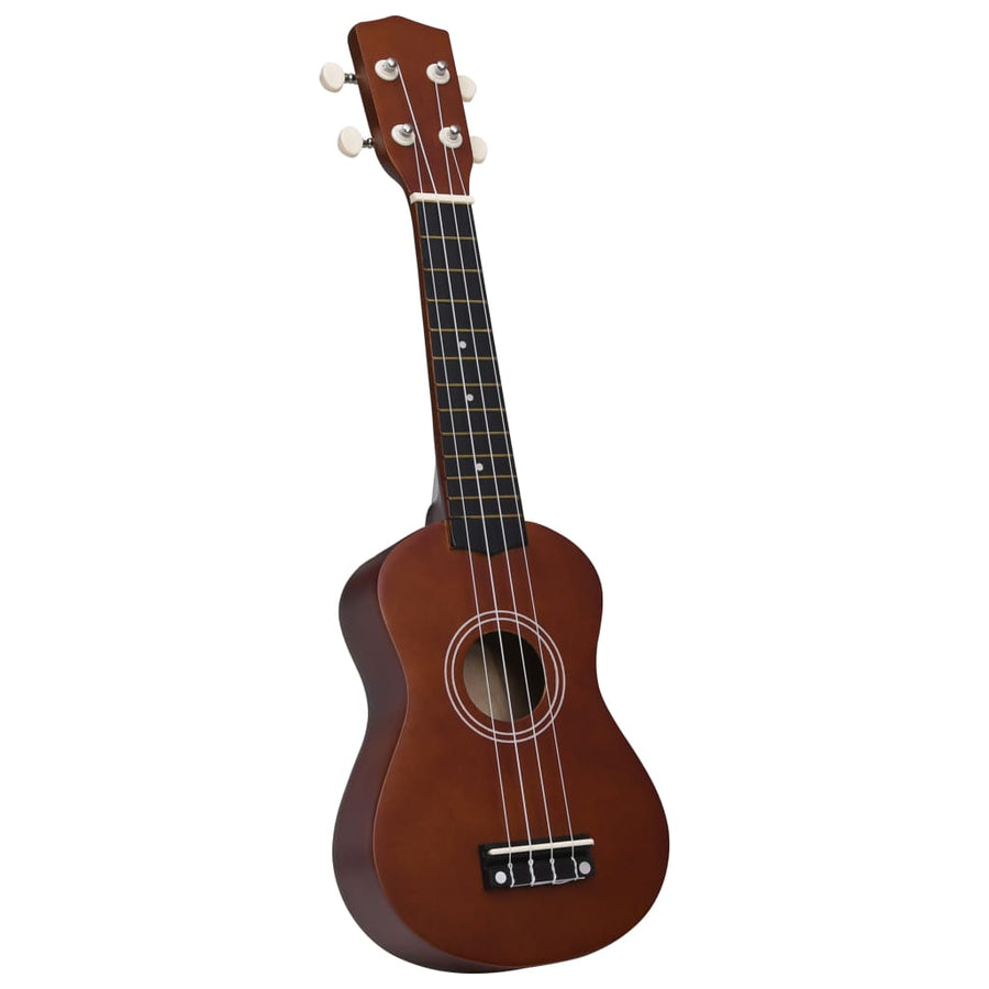 Ukuleleset Met Tas Voor Kinderen Sopraan 21'' Donkerhoutkleurig Donkerbruin