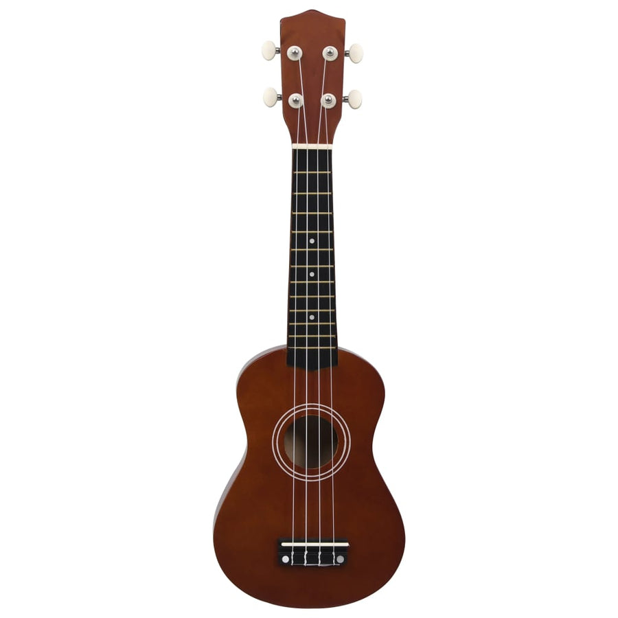 Ukuleleset Met Tas Voor Kinderen Sopraan 21'' Donkerhoutkleurig Donkerbruin