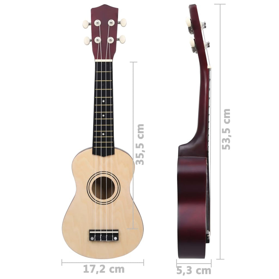 Ukuleleset Met Tas Voor Kinderen Sopraan 21'' Lichthoutkleurig Lichtbruin