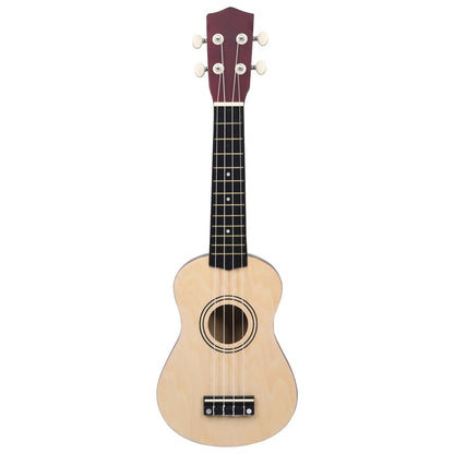 Ukuleleset Met Tas Voor Kinderen Sopraan 21'' Lichthoutkleurig Lichtbruin