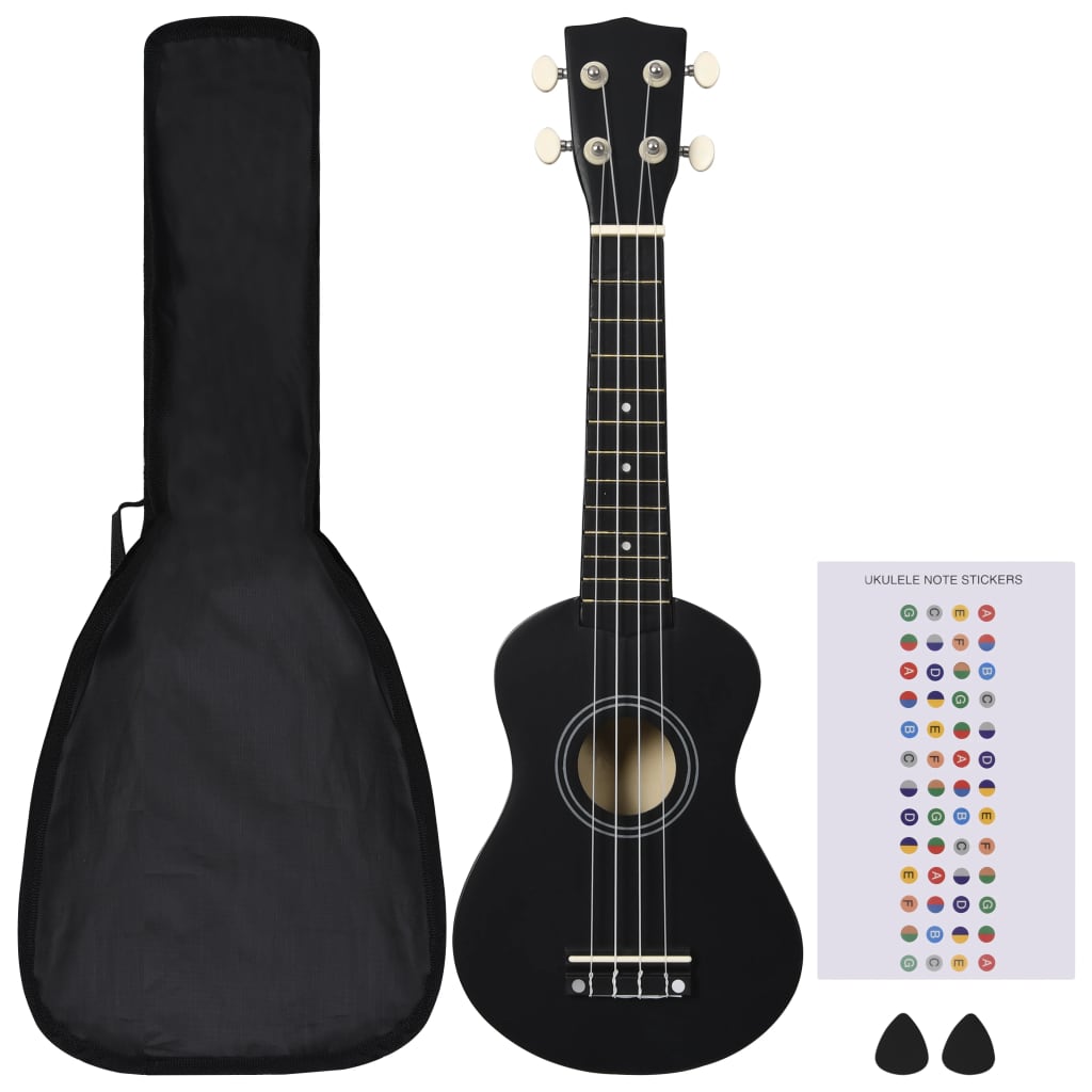 Ukuleleset Met Tas Voor Kinderen Sopraan 21'' Zwart