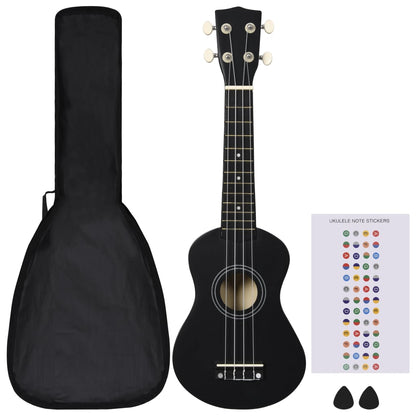Ukuleleset Met Tas Voor Kinderen Sopraan 21'' Zwart