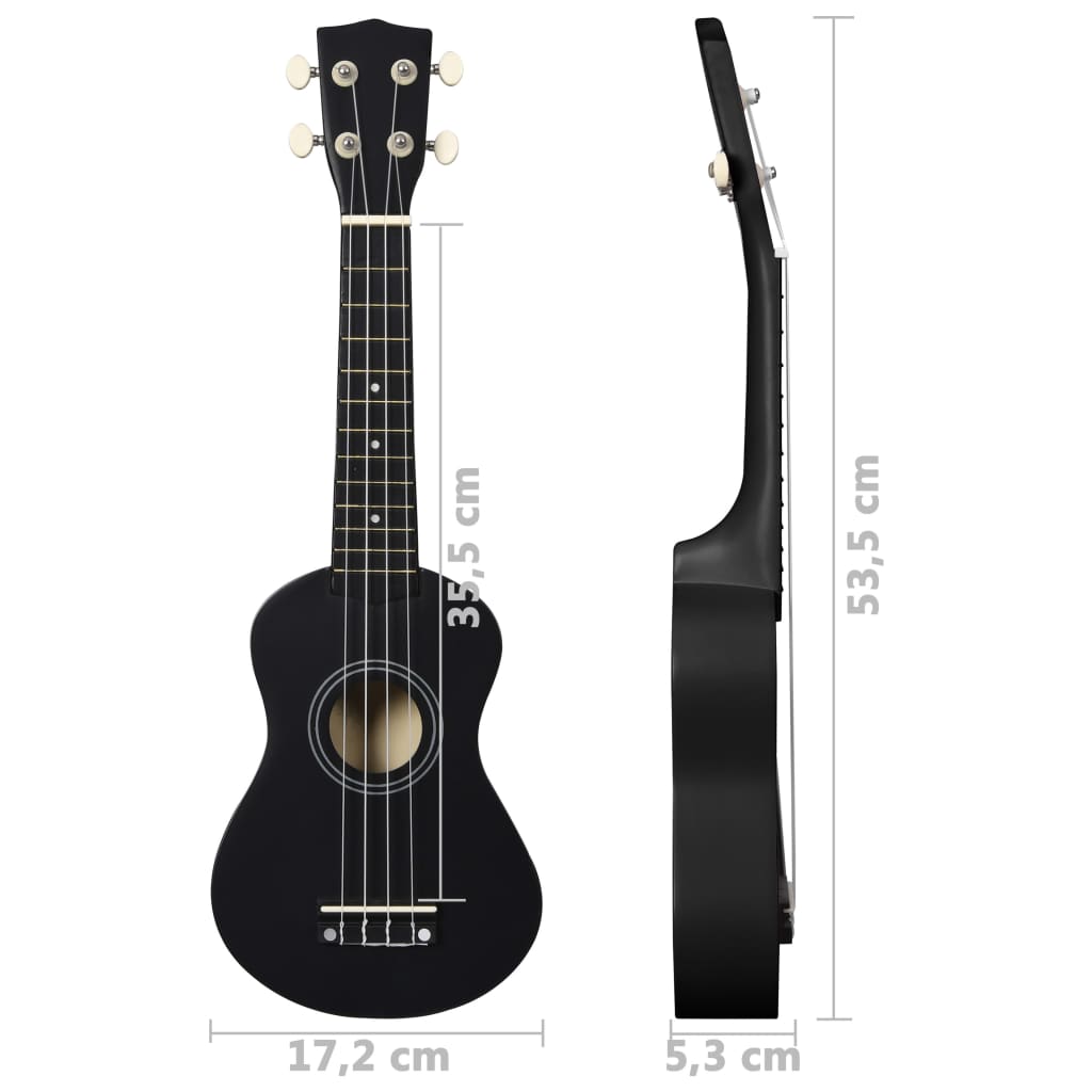 Ukuleleset Met Tas Voor Kinderen Sopraan 21'' Zwart