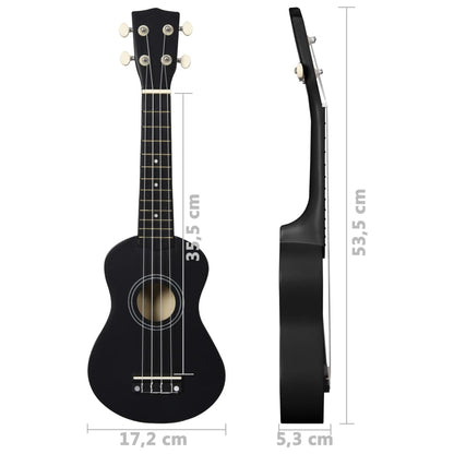 Ukuleleset Met Tas Voor Kinderen Sopraan 21'' Zwart