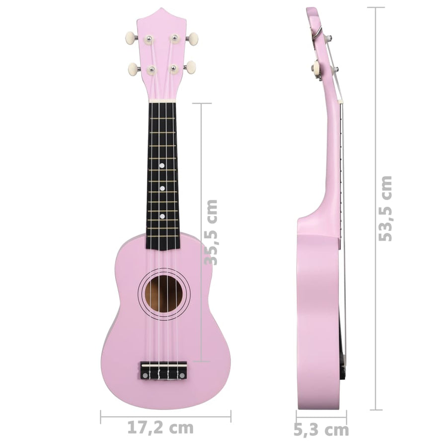 Ukuleleset Met Tas Voor Kinderen Sopraan 21'' Roze