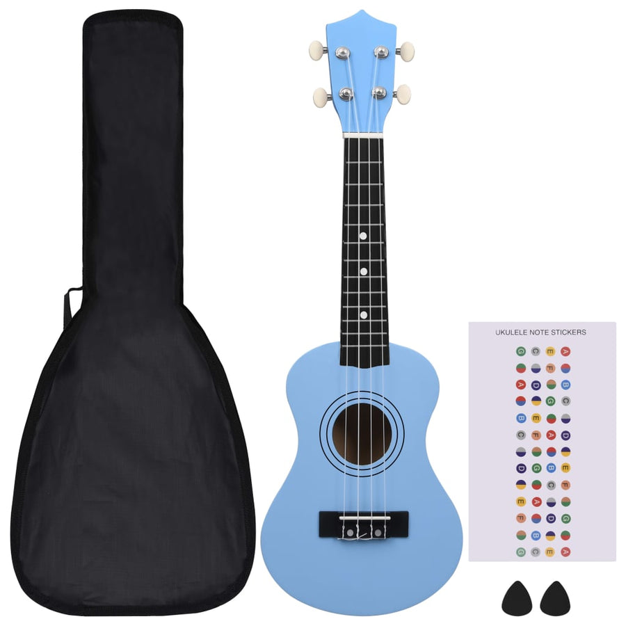 Ukuleleset Met Tas Voor Kinderen Sopraan 21'' Blauw