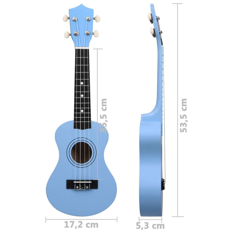 Ukuleleset Met Tas Voor Kinderen Sopraan 21'' Blauw