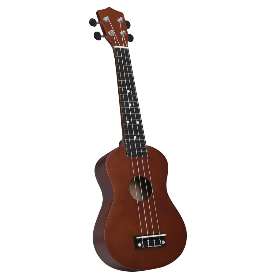 Ukuleleset Met Tas Voor Kinderen Sopraan 23'' Donkerhoutkleurig Donkerbruin