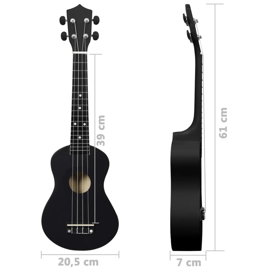 Ukuleleset Met Tas Voor Kinderen Sopraan 23'' Zwart