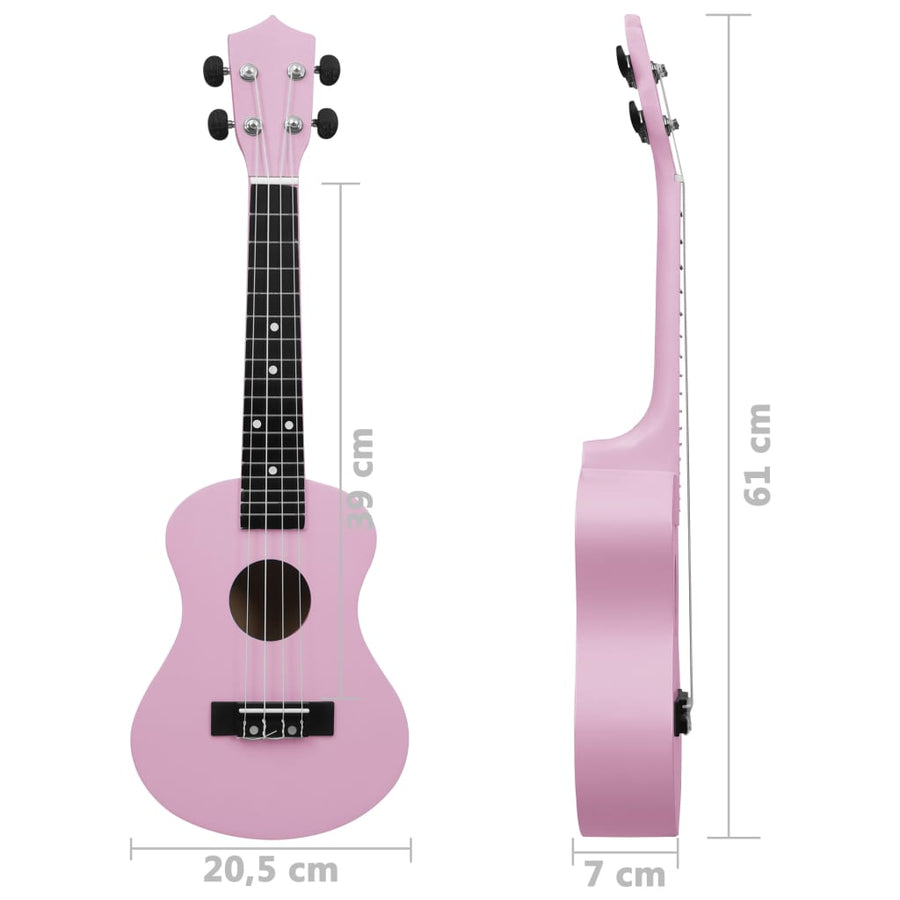 Ukuleleset Met Tas Voor Kinderen Sopraan 23'' Roze