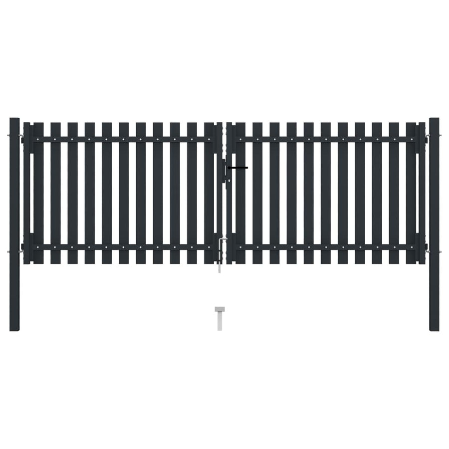 Poort dubbel 306x150 cm staal antraciet 306 x 150 cm
