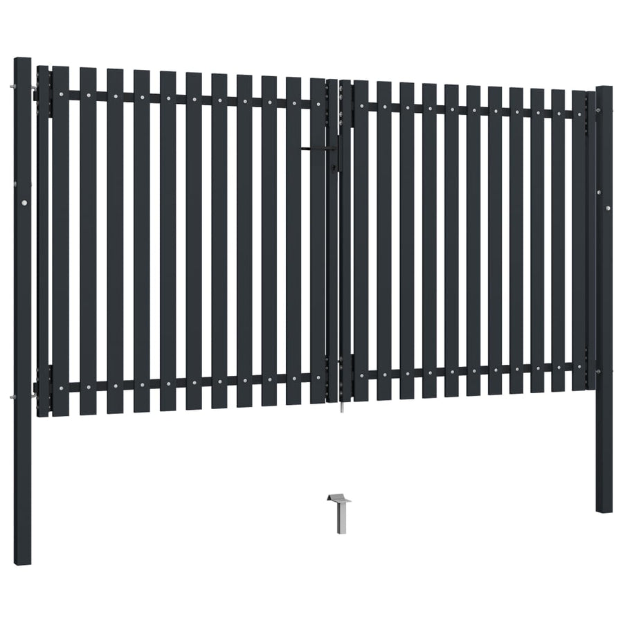 Poort dubbel 306x200 cm staal antraciet 306 x 200 cm