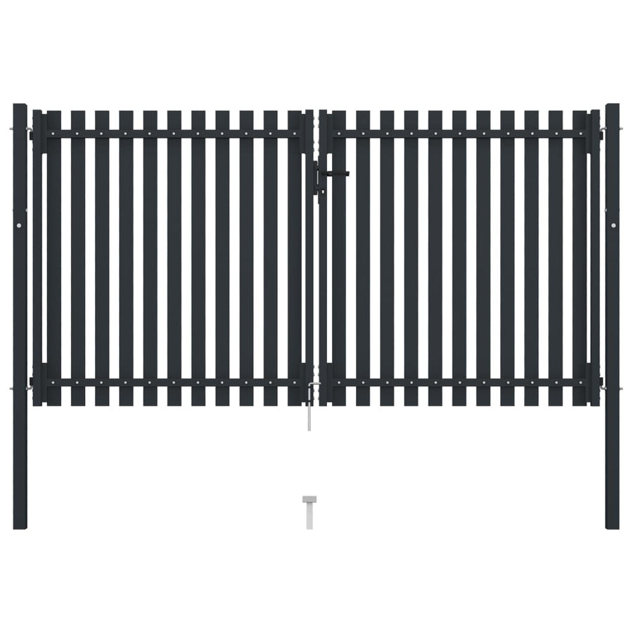 Poort dubbel 306x200 cm staal antraciet 306 x 200 cm