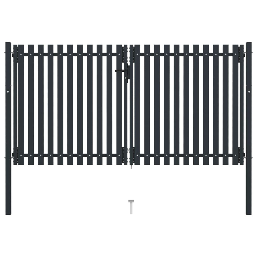 Poort dubbel 306x220 cm staal antraciet 306 x 220 cm