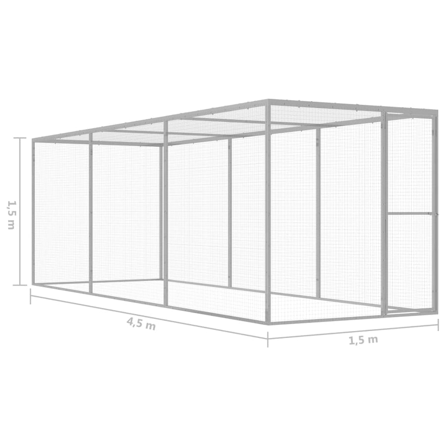 Kattenkooi 4,5x1,5x1,5 m gegalvaniseerd staal 4.5 x 1.5 x 1.5 m