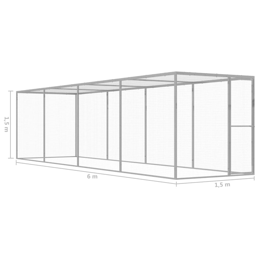 Kattenkooi 6x1,5x1,5 m gegalvaniseerd staal 6 x 1.5 x 1.5 m