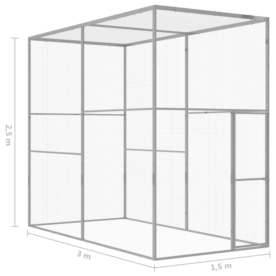 Kattenkooi 3x1,5x2,5 m gegalvaniseerd staal 3 x 1.5 x 2.5 m