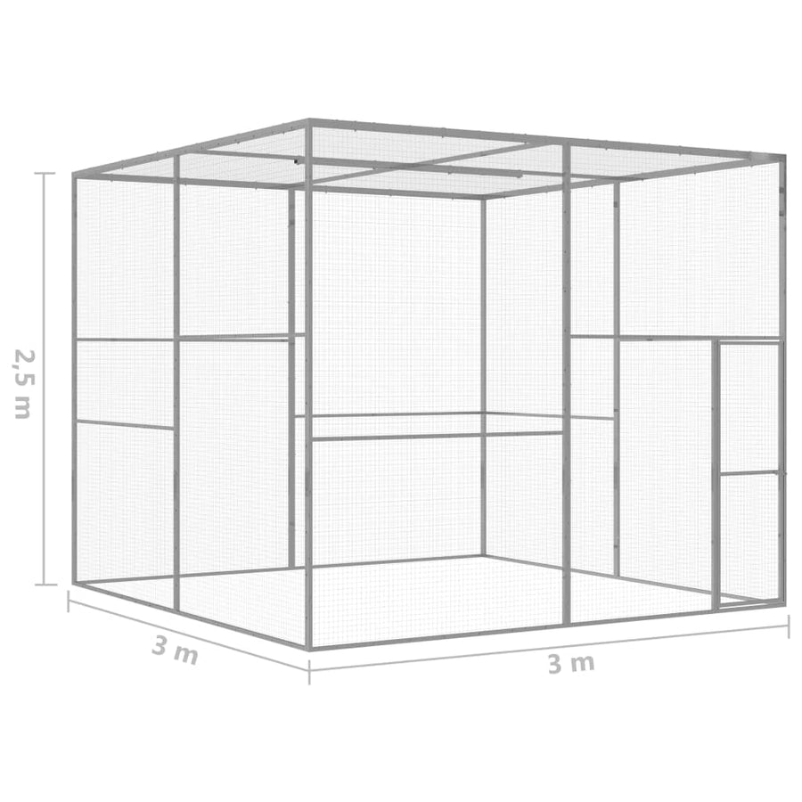 Kattenkooi 3x3x2,5 m gegalvaniseerd staal 3 x 3 x 2.5 m