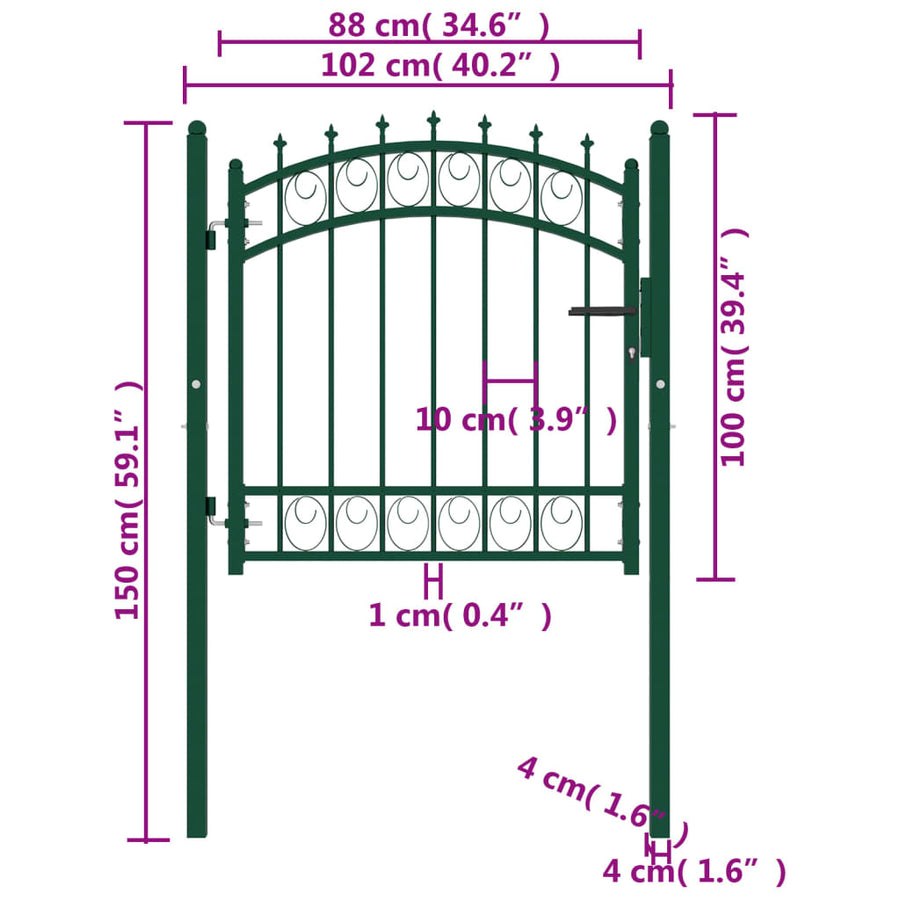 Poort Met Speerpunten 100X100 Cm Staal Groen 100 x 100 cm