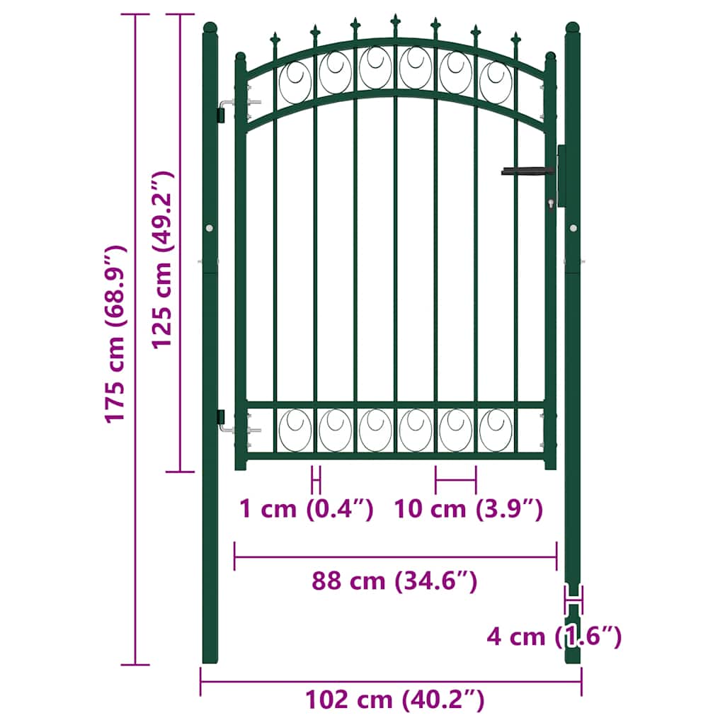 Hekpoort EMMEN met stalen pinnen 103x109,5 cm groen