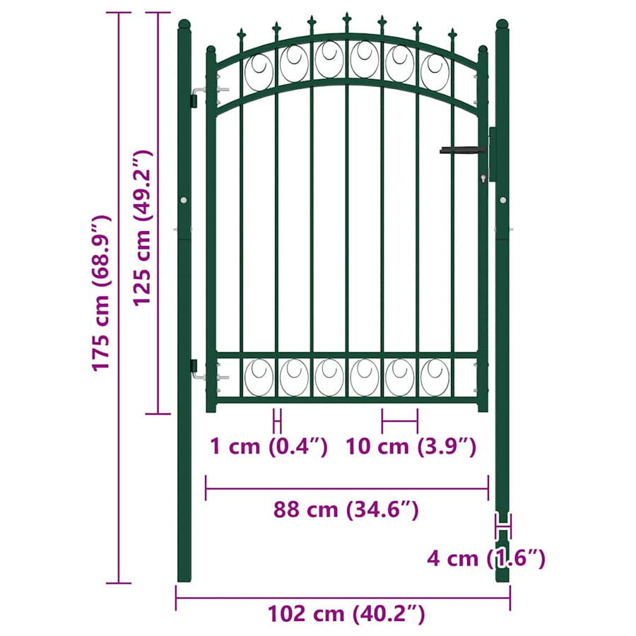 Hekpoort EMMEN met stalen pinnen 103x109,5 cm groen