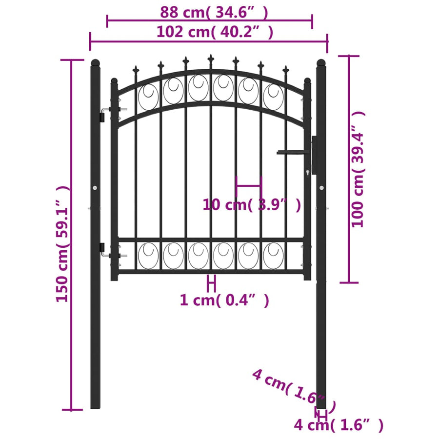 Poort Met Speerpunten 100X100 Cm Staal Zwart 100 x 100 cm
