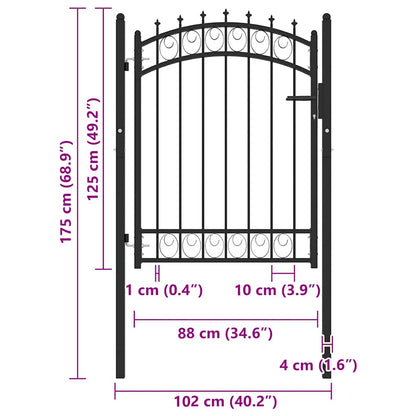 Hekpoort EMMEN met stalen pinnen 103x109,5 cm zwart