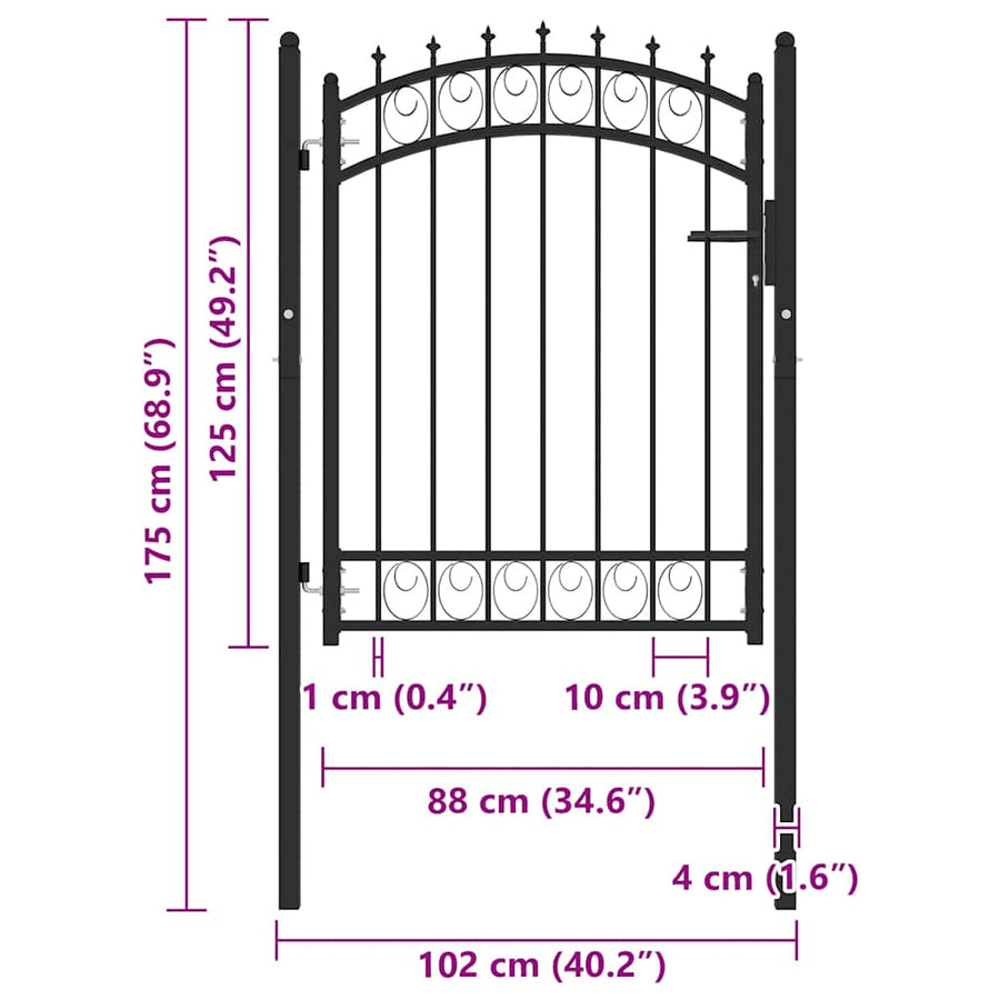 Hekpoort EMMEN met stalen pinnen 103x109,5 cm zwart