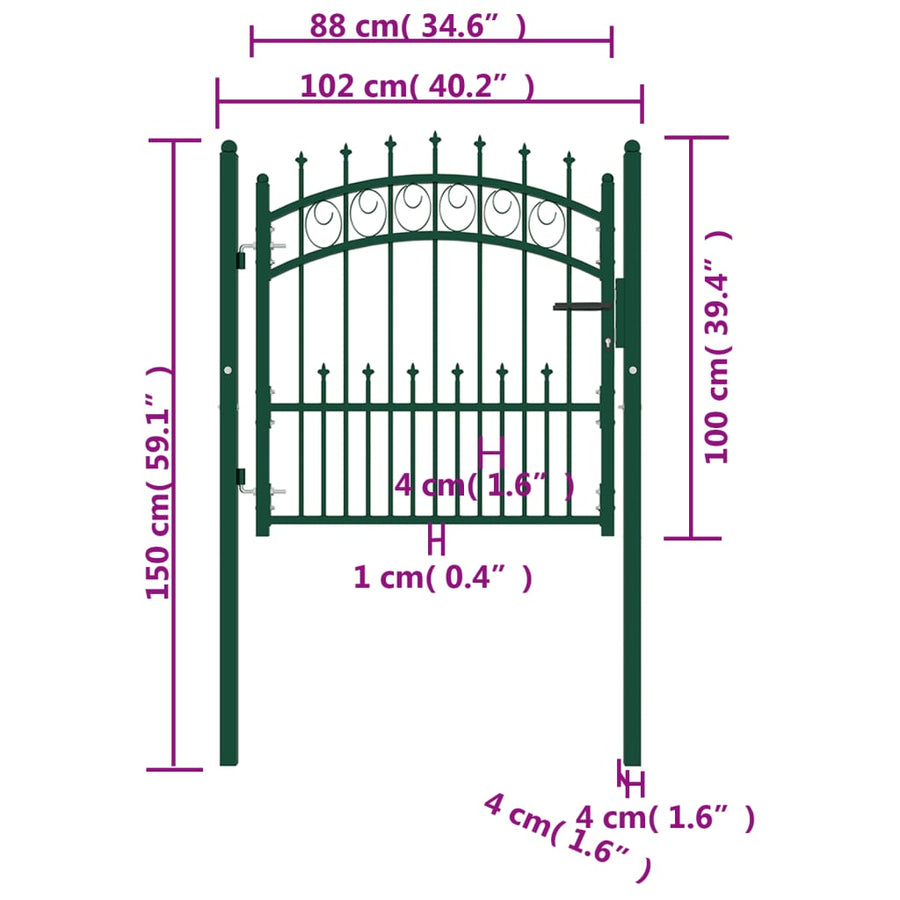 Poort Met Speerpunten 100X100 Cm Staal Groen 100 x 100 cm