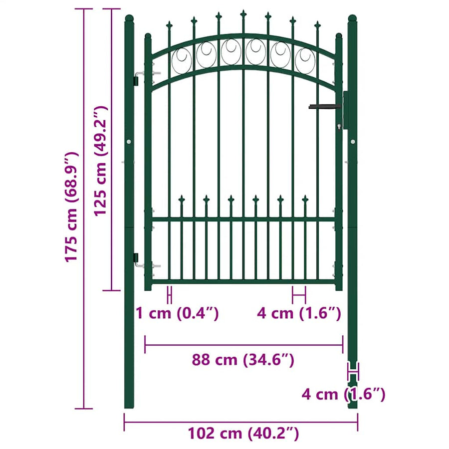 Hekpoort EMMEN met stalen pinnen 104x109,5 cm groen