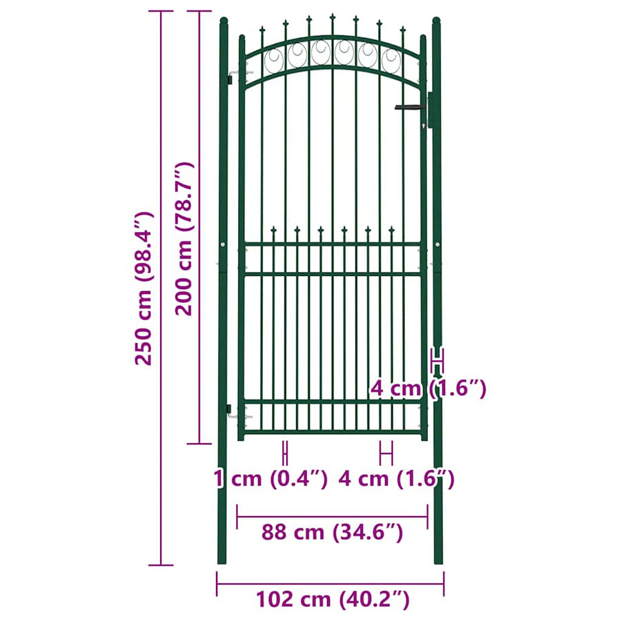 Hekpoort EMMEN met stalen pinnen 104x147 cm groen
