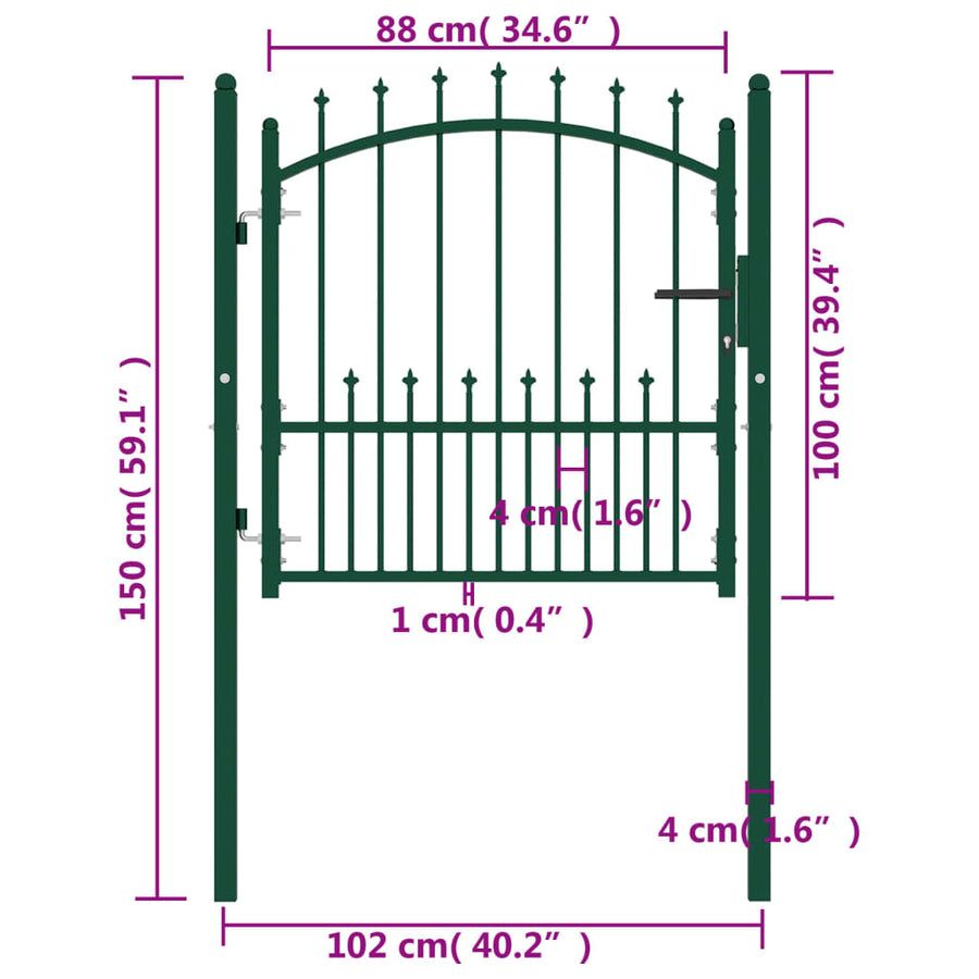 Poort Met Speerpunten Staal 100 x 100 cm