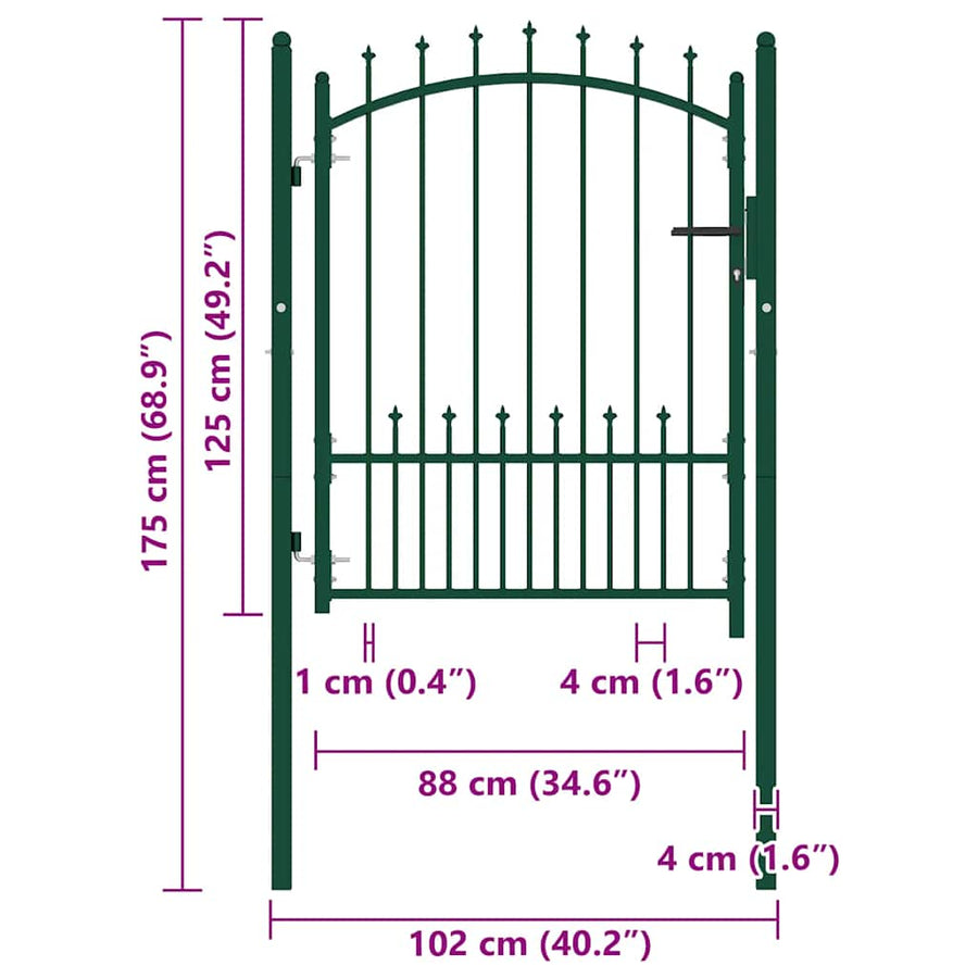 Hekpoort EMMEN met stalen pinnen 104x109,5 cm groen