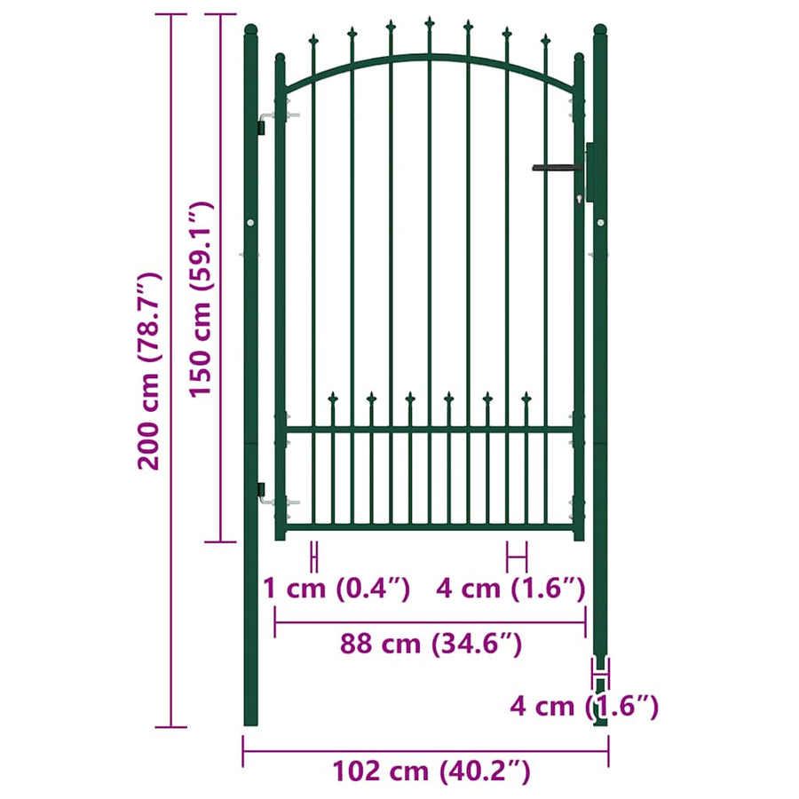 Hekpoort EMMEN met stalen pinnen 104x117 cm groen