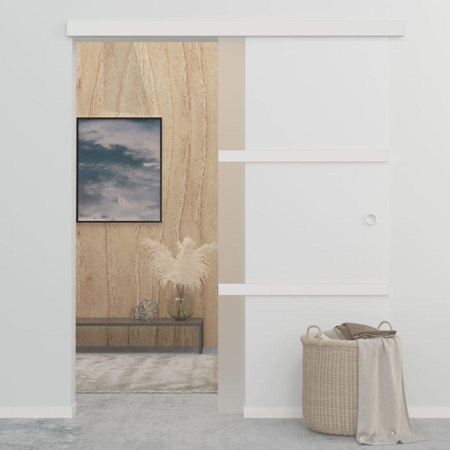 Schuifdeur 90X205 Cm Esg-Glas En Aluminium Zilverkleurig